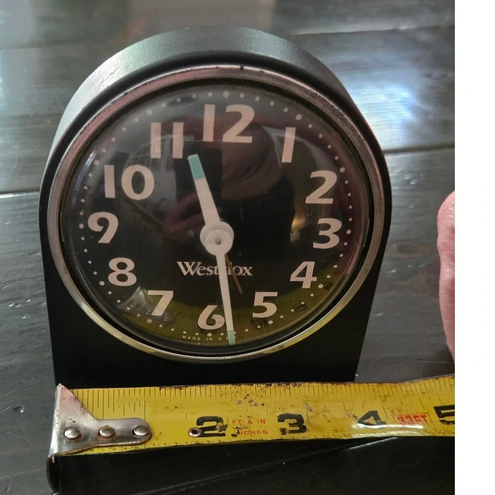 Vintage Westclox Wind Up Alarm‎ Clock Black Face Mid Century Modern Made in USA